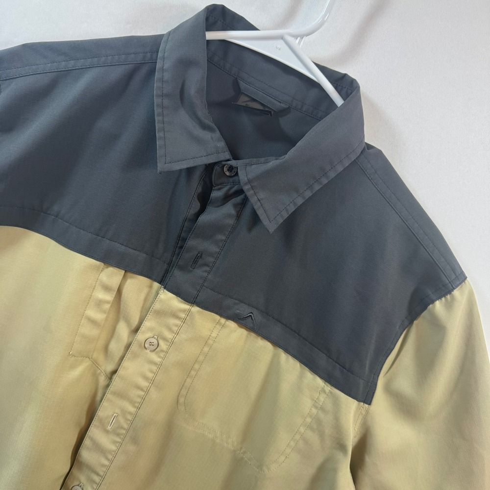 K-Way Mens Technical Design Ripstop Hiking Shirt Khaki Grey Short Sleeve Medium